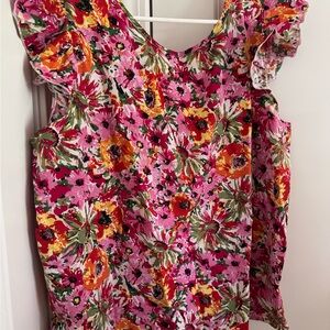 Floral Ruffle Sleeve Women's Top